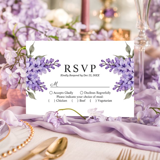 Carte RSVP de mariage à la glycine florale violett (Créateur téléchargé)
