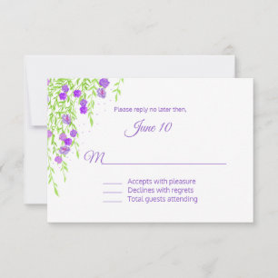 Carte RSVP de mariage à la glycine violette