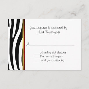 Carte RSVP de mariage à la mode Zebra