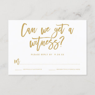 Carte RSVP de mariage à main chic en or