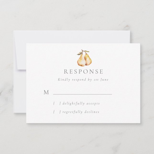 Carte RSVP de mariage à poires rustiques (Devant)