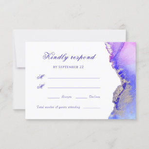 Carte RSVP de mariage Abstrait violet