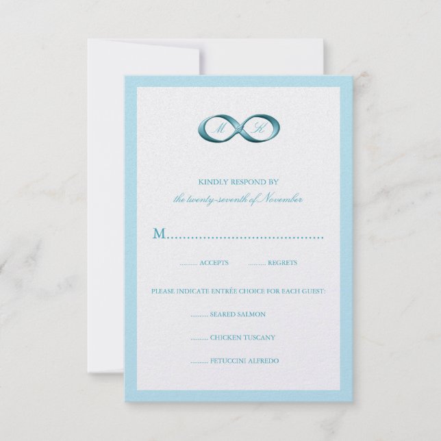 Carte RSVP de mariage Aqua Blue Infinity (Devant)