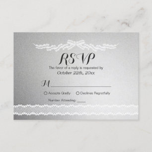 Carte RSVP de mariage Arrière - plan en dentelle b