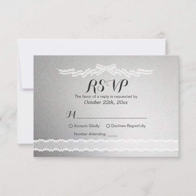Carte RSVP de mariage Arrière - plan en dentelle b (Devant)