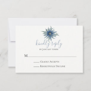 Carte RSVP de mariage au chardon bleu