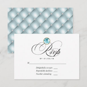 Carte RSVP de mariage au diamant bleu