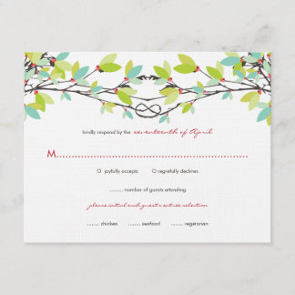 Carte RSVP de mariage avec amitiés nouées vert pri