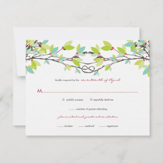 Carte RSVP de mariage avec amitiés nouées vert pri