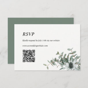 Carte RSVP de mariage avec Chardon vert Sage Code 