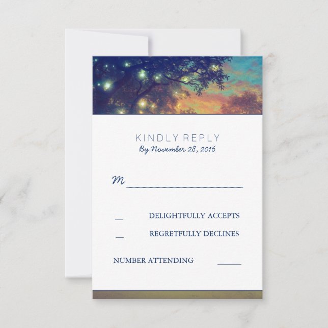 Carte RSVP de mariage avec un arbre de marine (Devant)