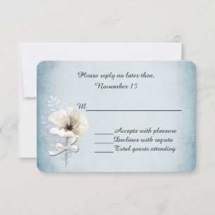 Carte RSVP de mariage blanc de coquelicot d'hiver