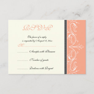 Carte RSVP de mariage blanc de corail ornemental