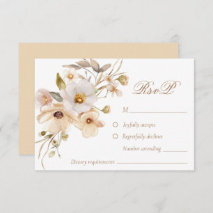Carte RSVP de mariage blanc Fleur sauvage neutre