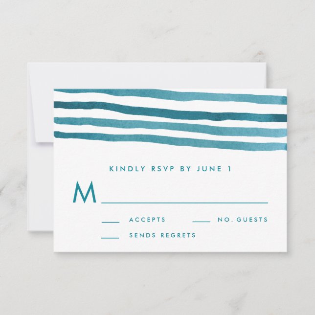 Carte RSVP de mariage bleu aquarelle (Devant)