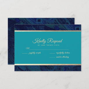 Carte RSVP de mariage bleu bleu marine