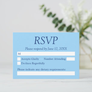 Carte RSVP de mariage bleu Cornflower