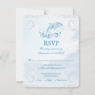 Carte RSVP de mariage bleu dauphin