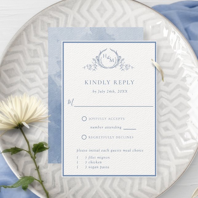 Carte RSVP de mariage bleu Dusty (Créateur téléchargé)