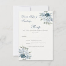 Carte RSVP de mariage bleu espagnol