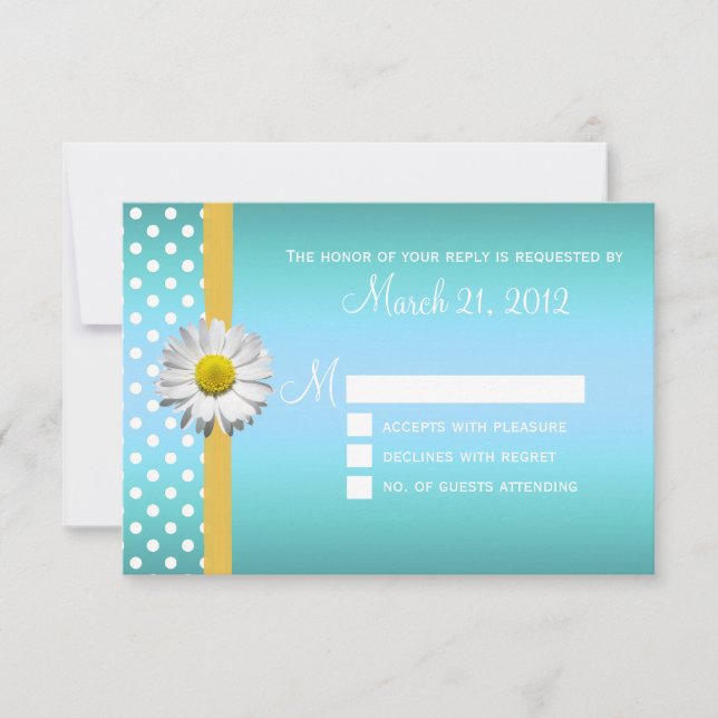 Carte RSVP de mariage bleu et jaune (Devant)