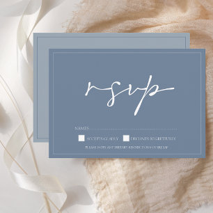 Carte RSVP de mariage bleu foncé simple