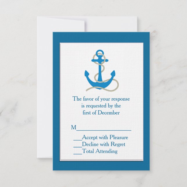 Carte RSVP de mariage bleu marine (Devant)