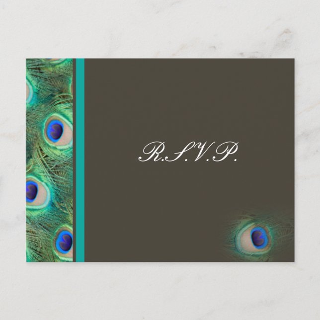 carte rsvp de mariage bleu paon (Devant)