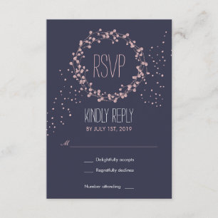 Carte RSVP de mariage bleu rose floral marine