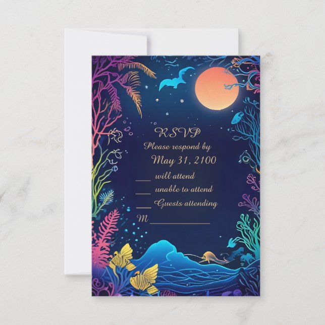 carte rsvp de mariage bleue (Devant)