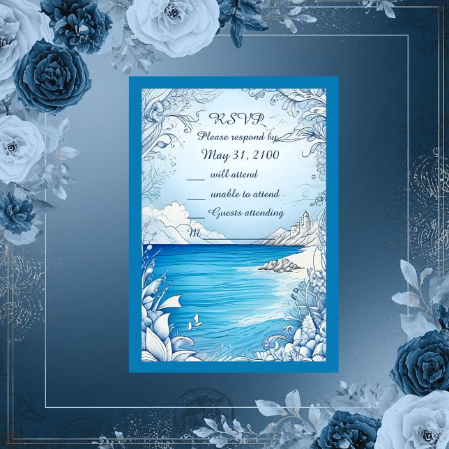 carte rsvp de mariage bleue (Créateur téléchargé)