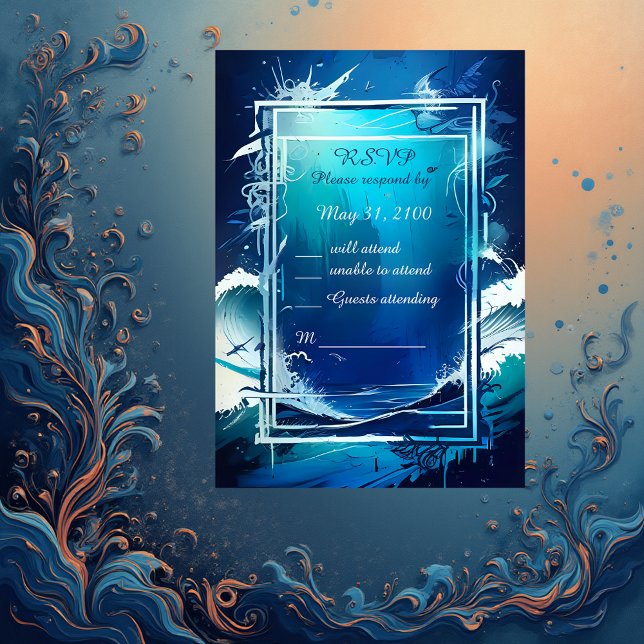 carte rsvp de mariage bleue (Créateur téléchargé)