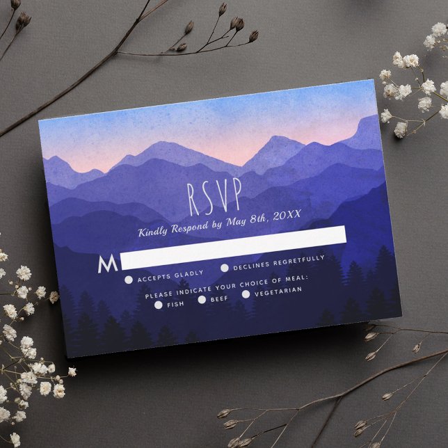 Carte RSVP de mariage Blue Mountains (Créateur téléchargé)