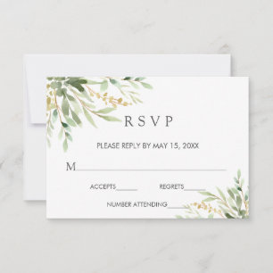 Carte RSVP de mariage botanique de feuillage vert
