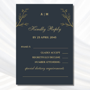Carte RSVP de mariage botanique de monogramme de c
