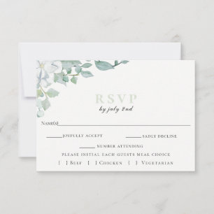 Carte RSVP de mariage botanique Dusty Sage