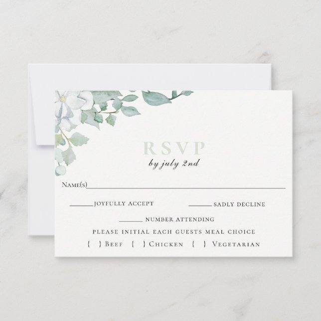 Carte RSVP de mariage botanique Dusty Sage (Devant)