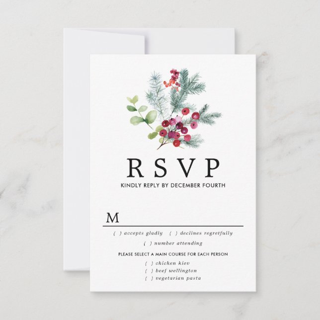 Carte RSVP de mariage botanique rustique, options  (Devant)
