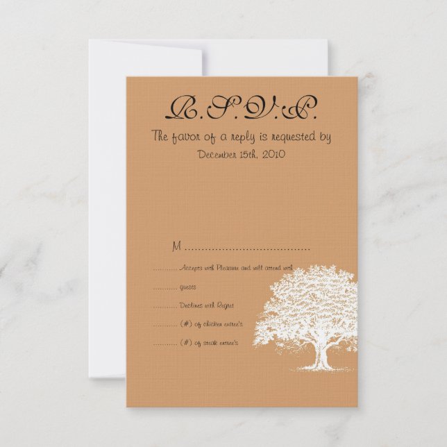 Carte RSVP de mariage Brown/blanc Spring Tree (Devant)