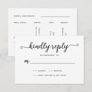 Carte RSVP de mariage calligraphie minimaliste