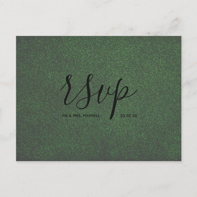 Carte Rsvp de mariage | Carte postale de script Gr (Devant)