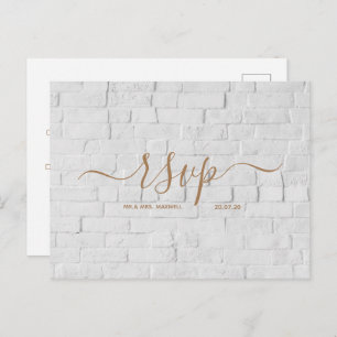 Carte Rsvp de mariage   Carte postale Script en br