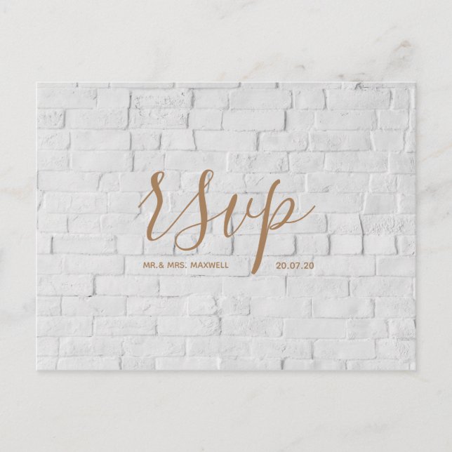 Carte Rsvp de mariage | Carte postale Script en br (Devant)