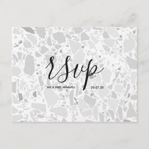 Carte Rsvp de mariage Carte postale Terrazzo Scr