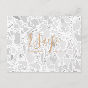 Carte Rsvp de mariage   Carte postale Terrazzo Scr