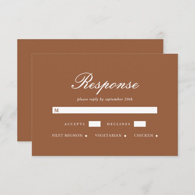 Carte RSVP de mariage chic en terre cuite (Devant / Derrière)
