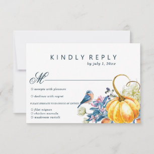 Carte RSVP de mariage Citrouille d'automne avec ch
