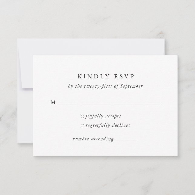 Carte RSVP de mariage classique minimal (Devant)
