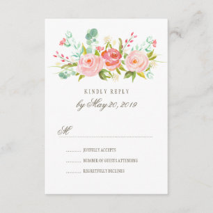 Carte RSVP de mariage classique Rose de jardin