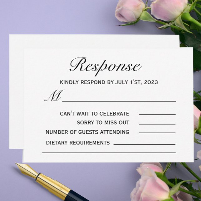 Carte RSVP de mariage classique simple (Créateur téléchargé)
